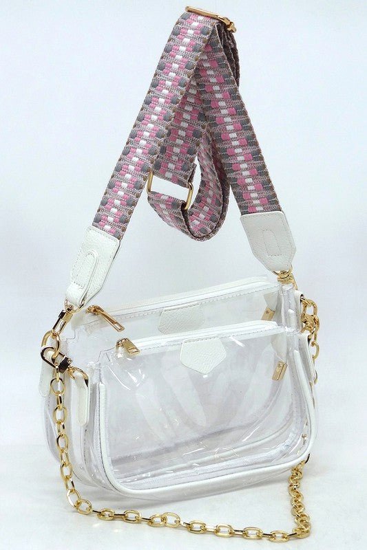 See Thru Clear 2-in-1 Crossbody Bag Guitar Strap - Robbi & Angel