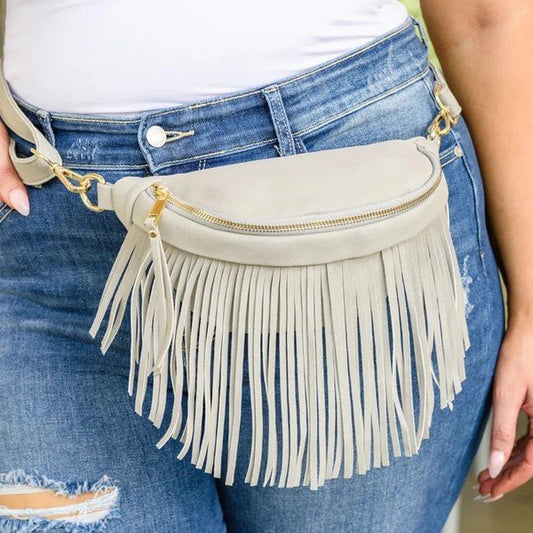 Fringed Or Not Suede Sling Bag - Robbi & Angel