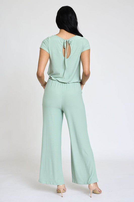 Spring Short Sleeve Jumpsuit W/Pocket - Robbi & Angel