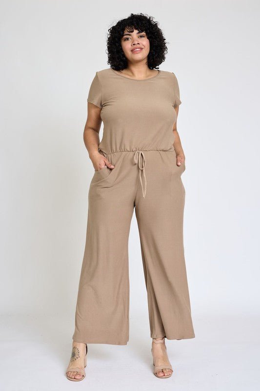 Spring Short Sleeve Jumpsuit W/Pocket - Robbi & Angel