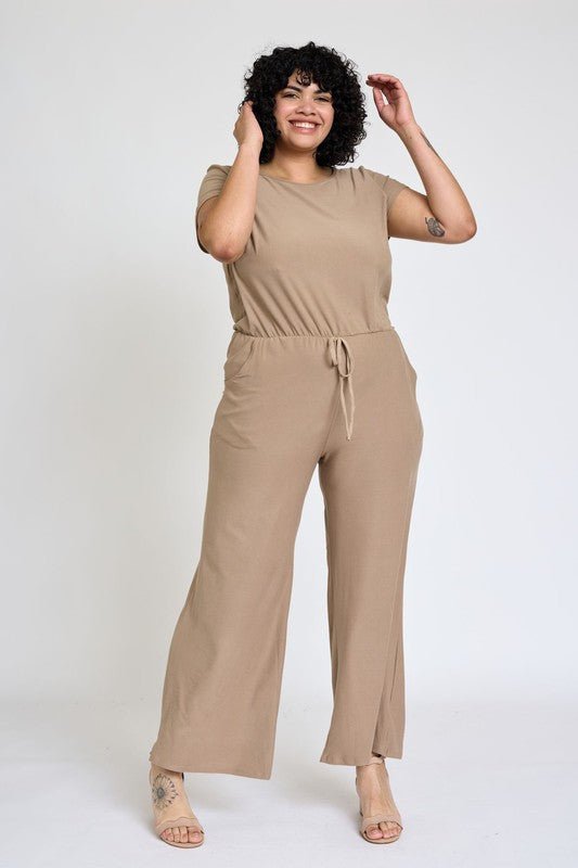 Spring Short Sleeve Jumpsuit W/Pocket - Robbi & Angel