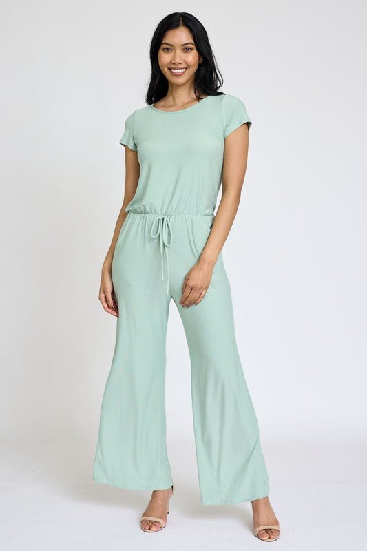 Spring Short Sleeve Jumpsuit W/Pocket - Robbi & Angel