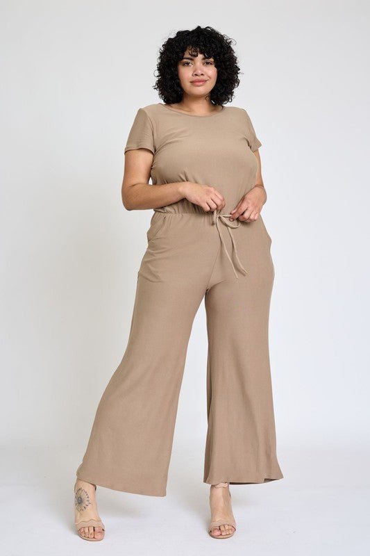 Spring Short Sleeve Jumpsuit W/Pocket - Robbi & Angel