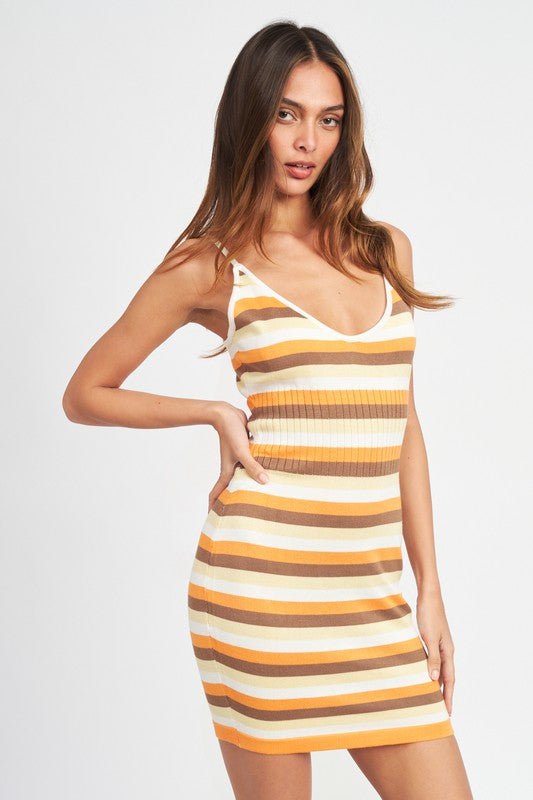 STRIPPED BODYCON MINI DRESS - Robbi & Angel