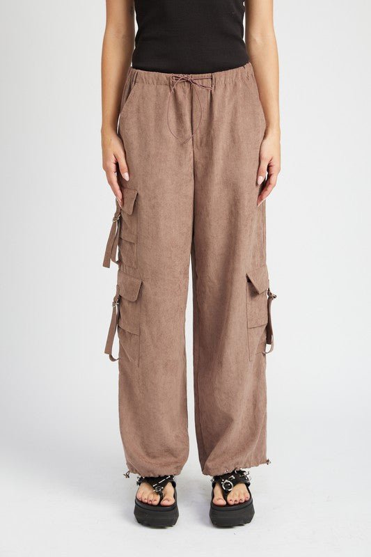 HIGH RISE STRAP TIE CARGO PANTS - Robbi & Angel