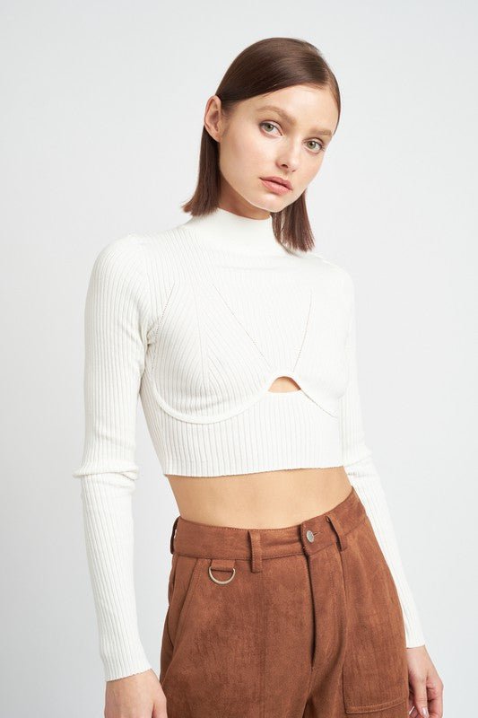 MOCK NECK CROP TOP WITH CUT OUT - Robbi & Angel