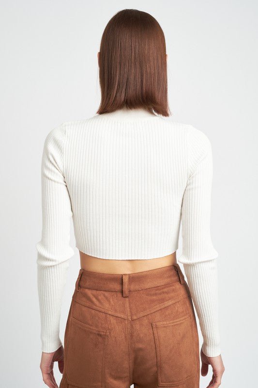 MOCK NECK CROP TOP WITH CUT OUT - Robbi & Angel