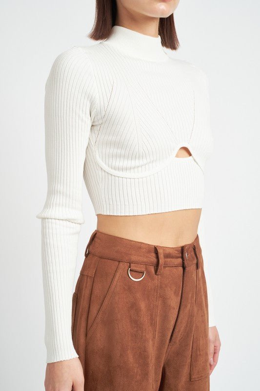 MOCK NECK CROP TOP WITH CUT OUT - Robbi & Angel