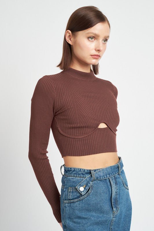 MOCK NECK CROP TOP WITH CUT OUT - Robbi & Angel