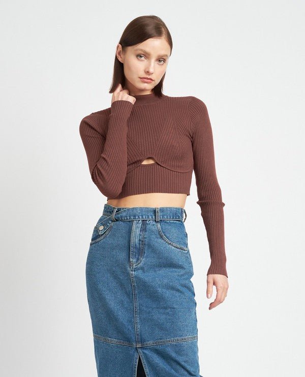 MOCK NECK CROP TOP WITH CUT OUT - Robbi & Angel