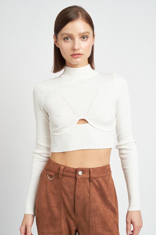 MOCK NECK CROP TOP WITH CUT OUT - Robbi & Angel