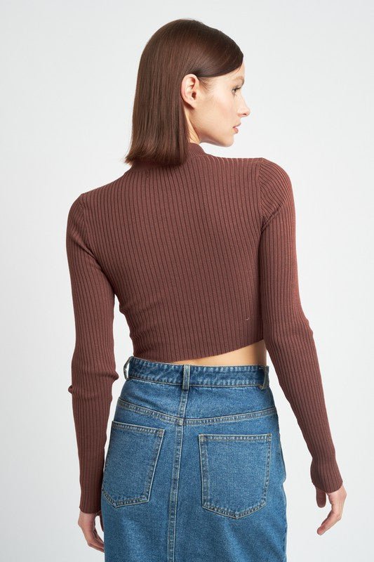 MOCK NECK CROP TOP WITH CUT OUT - Robbi & Angel