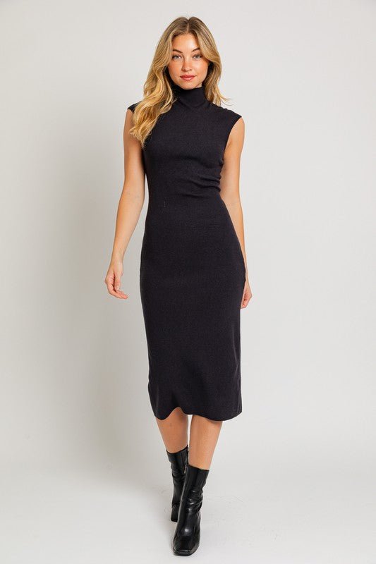 Mock Neck Sweater Midi Dress - Robbi & Angel