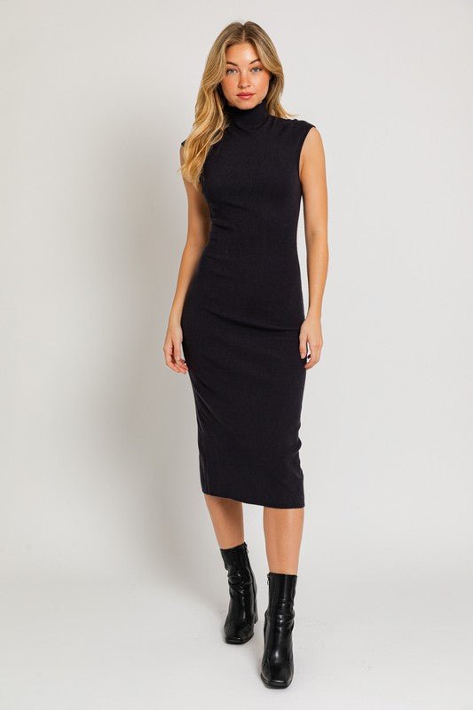 Mock Neck Sweater Midi Dress - Robbi & Angel