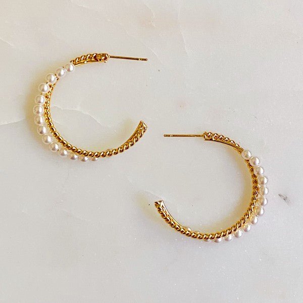 Pearl And Gold Blended Hoop Earring - Robbi & Angel