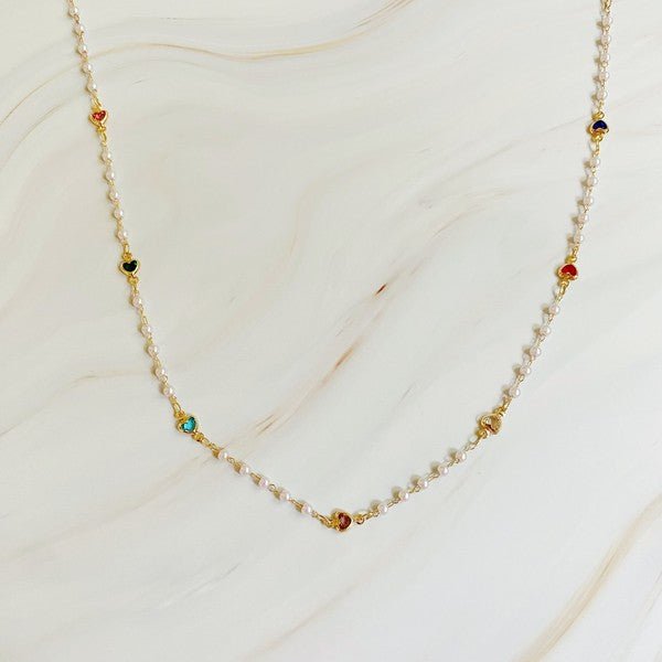 Precious Mini Heart Pearl Chain Necklace - Robbi & Angel