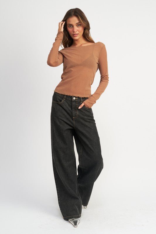 BOYFRINED PANTS WITH CONTRASTED STITCHING - Robbi & Angel