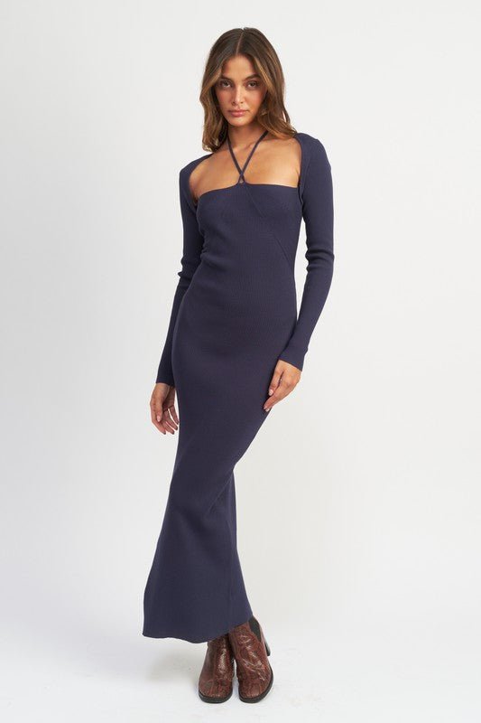 HALTER NECK MAXI DRESS WITH SLIT - Robbi & Angel