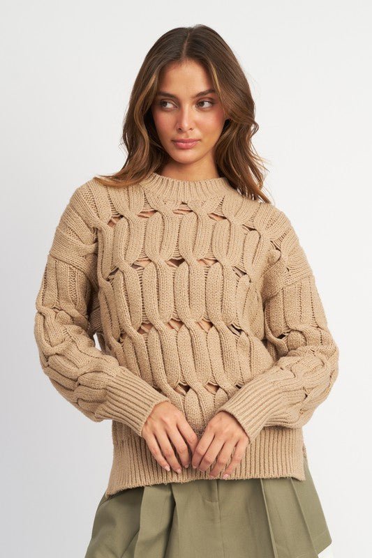 OPEN KNIT SWEATER WITH SLITS - Robbi & Angel