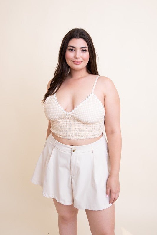 Plus Size Gingham Smocked Bralette - Robbi & Angel