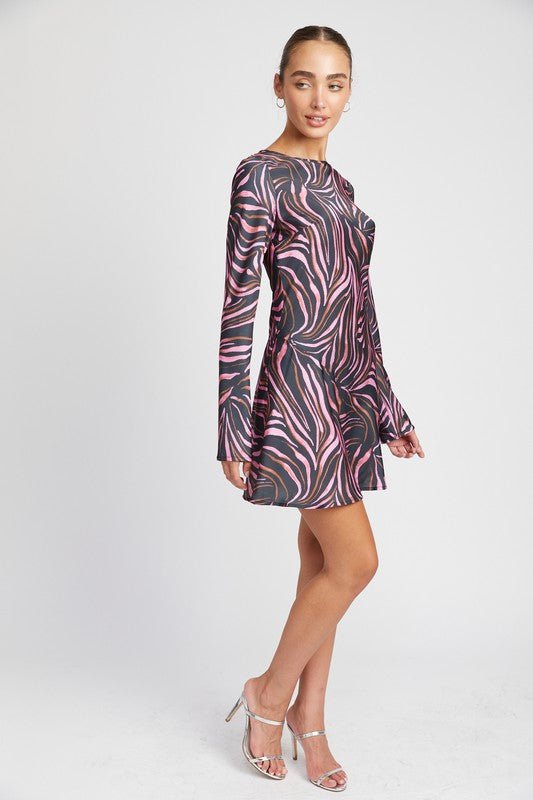 ZEBRA PRINT MINI DRESS WITH LACED UP BACK - Robbi & Angel