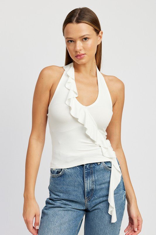 RUFFLED HALTER TOP - Robbi & Angel