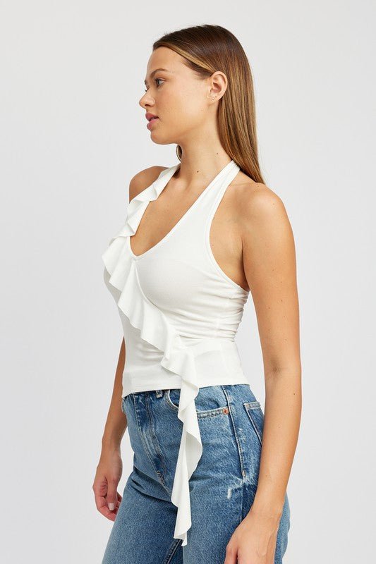 RUFFLED HALTER TOP - Robbi & Angel