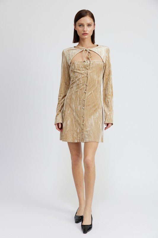 LONG SLEEVE MINI SUEDE DRESS - Robbi & Angel