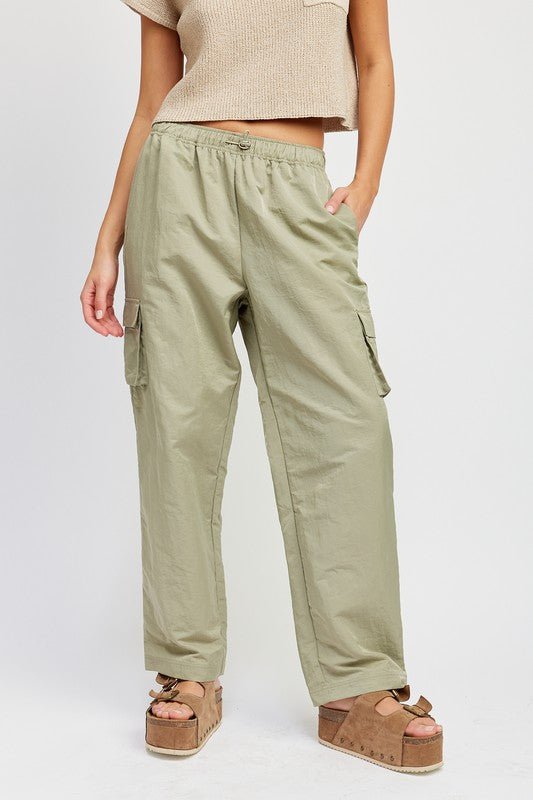 STRAIGHT LEG PANTS WITH ELASTIC WAIST BAND - Robbi & Angel