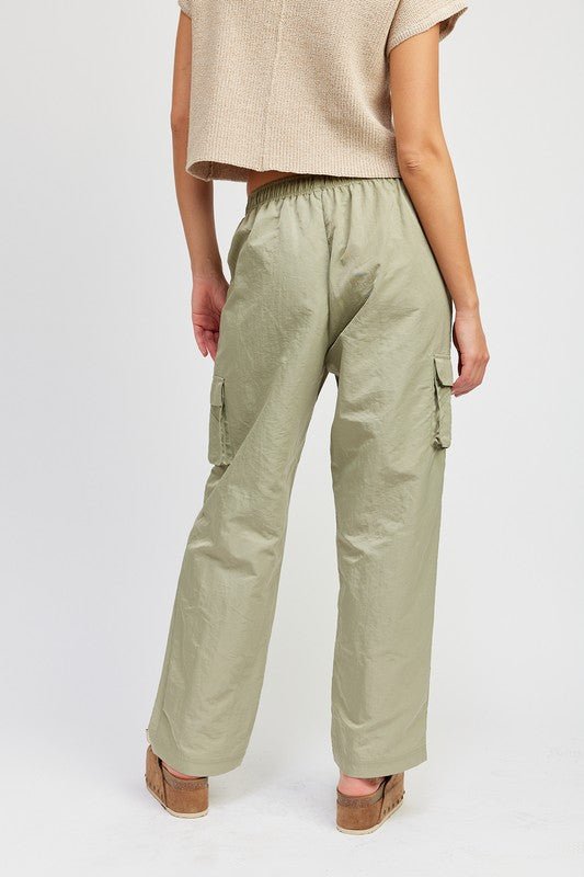 STRAIGHT LEG PANTS WITH ELASTIC WAIST BAND - Robbi & Angel