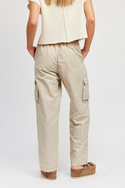 STRAIGHT LEG PANTS WITH ELASTIC WAIST BAND - Robbi & Angel