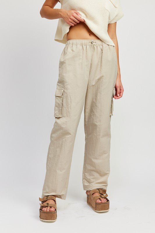 STRAIGHT LEG PANTS WITH ELASTIC WAIST BAND - Robbi & Angel