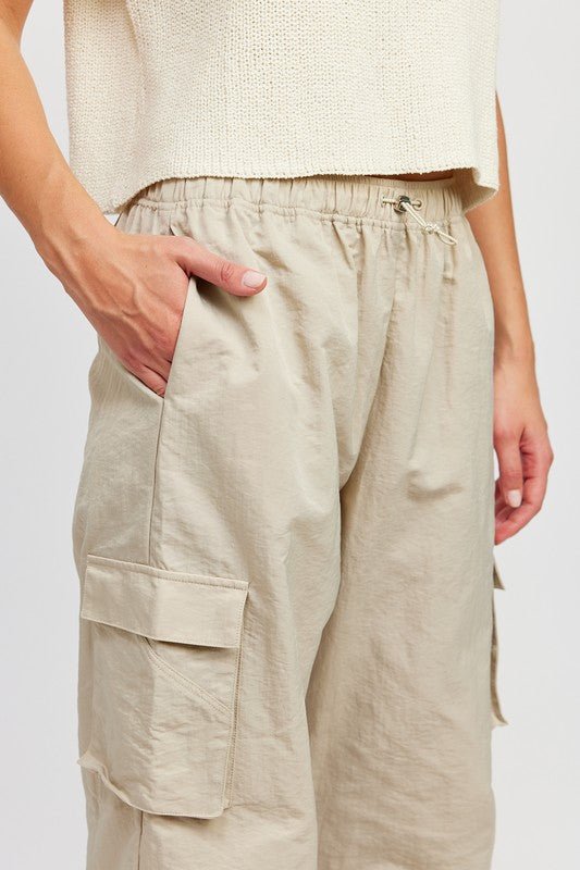 STRAIGHT LEG PANTS WITH ELASTIC WAIST BAND - Robbi & Angel