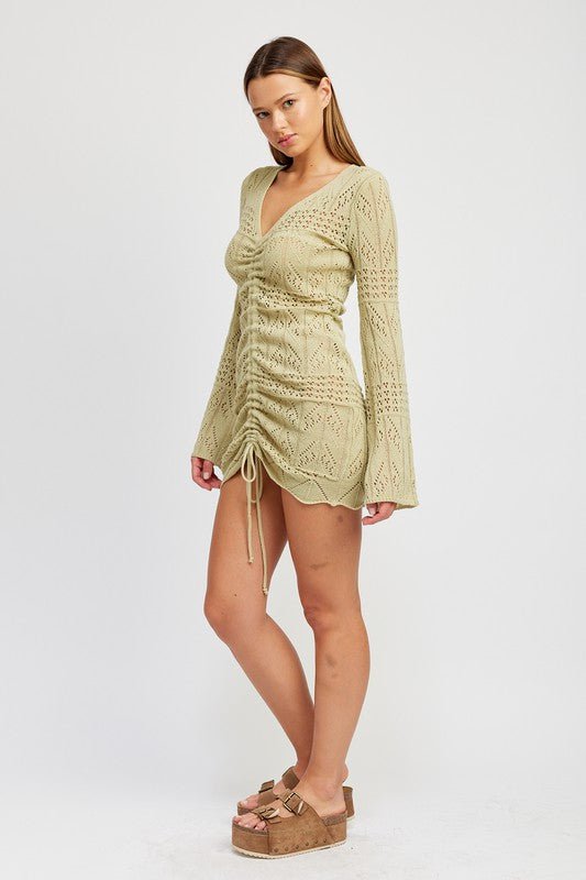 RUCHED CROCHET MINI DRESS - Robbi & Angel