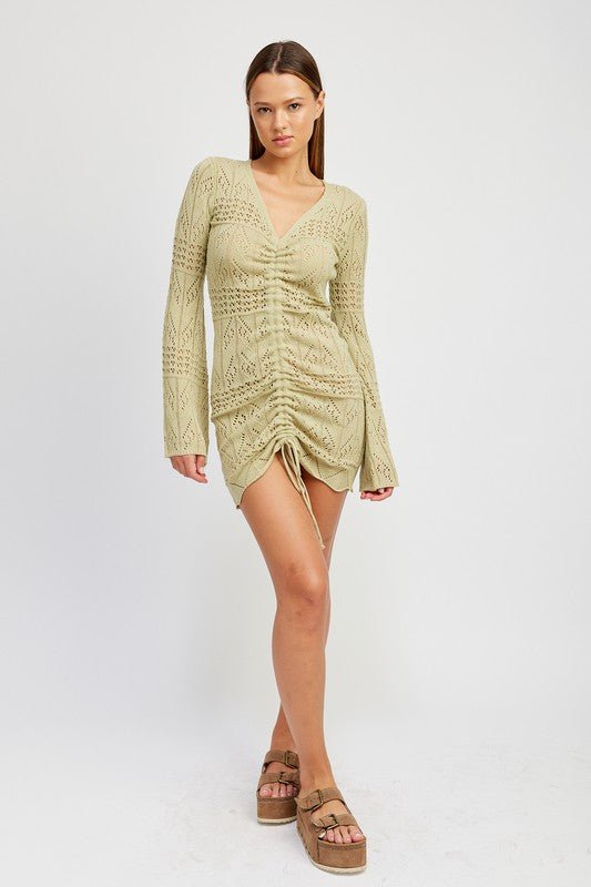 RUCHED CROCHET MINI DRESS - Robbi & Angel