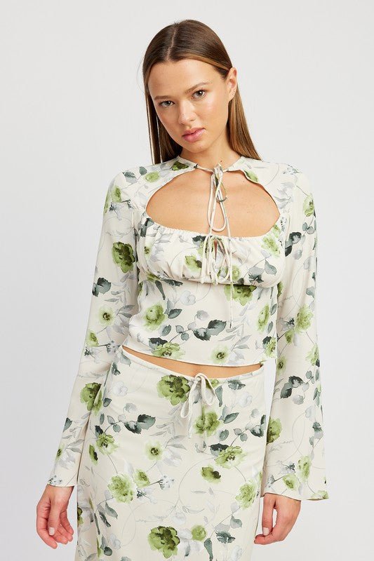 FLORAL BLOUSE WITH NECK TIE - Robbi & Angel