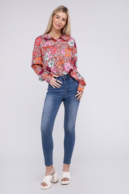 Floral Printed Long Sleeve Shirt - Robbi & Angel