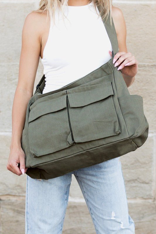 Nova Oversize Canvas Messenger Bag - Robbi & Angel