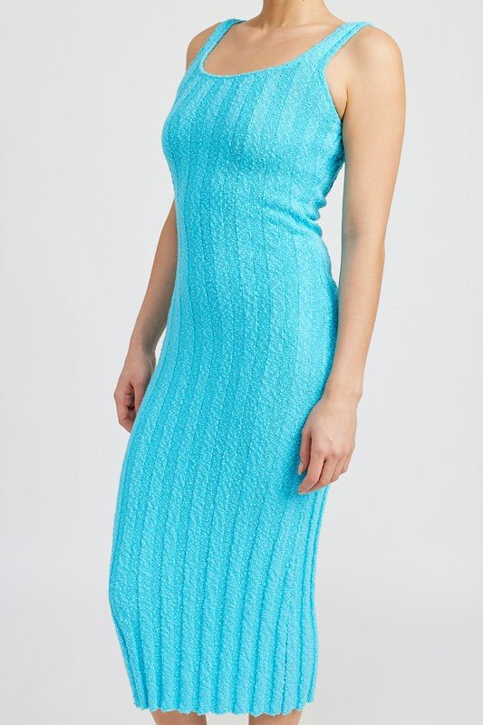 SCOOP NECK RIBBED MIDI DRESS - Robbi & Angel