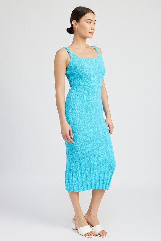 SCOOP NECK RIBBED MIDI DRESS - Robbi & Angel