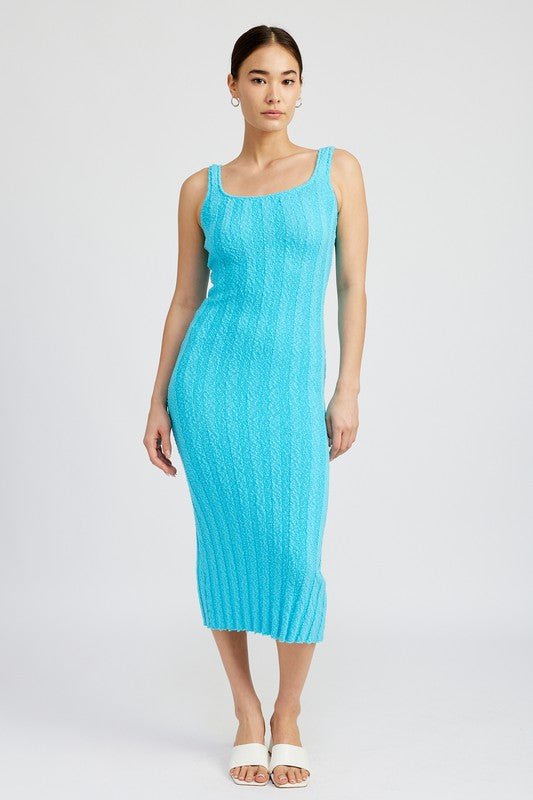 SCOOP NECK RIBBED MIDI DRESS - Robbi & Angel