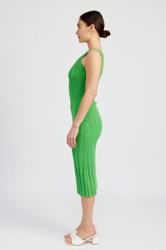 SCOOP NECK RIBBED MIDI DRESS - Robbi & Angel