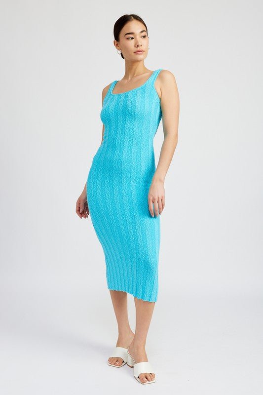 SCOOP NECK RIBBED MIDI DRESS - Robbi & Angel