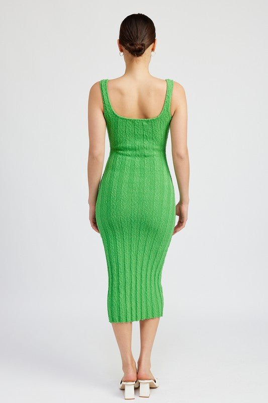 SCOOP NECK RIBBED MIDI DRESS - Robbi & Angel