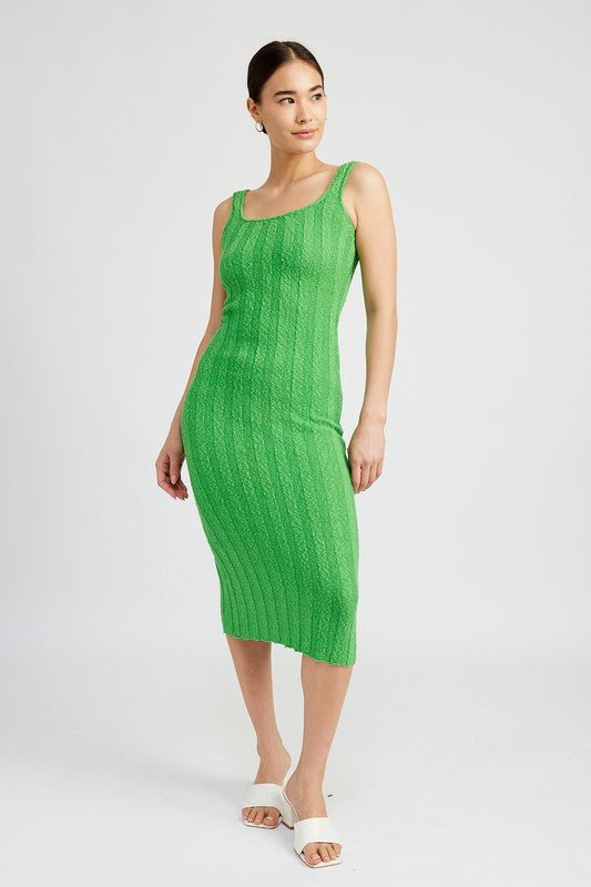 SCOOP NECK RIBBED MIDI DRESS - Robbi & Angel