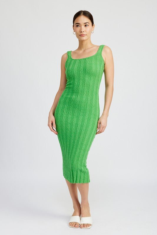 SCOOP NECK RIBBED MIDI DRESS - Robbi & Angel