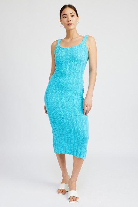 SCOOP NECK RIBBED MIDI DRESS - Robbi & Angel