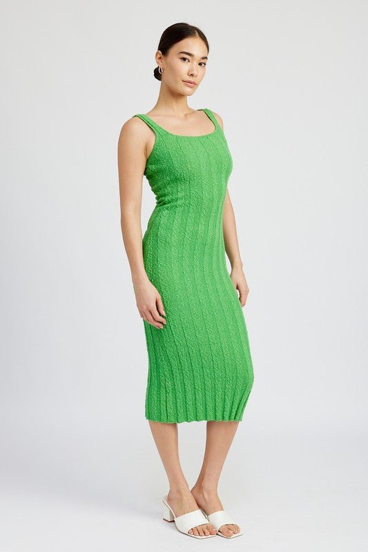 SCOOP NECK RIBBED MIDI DRESS - Robbi & Angel