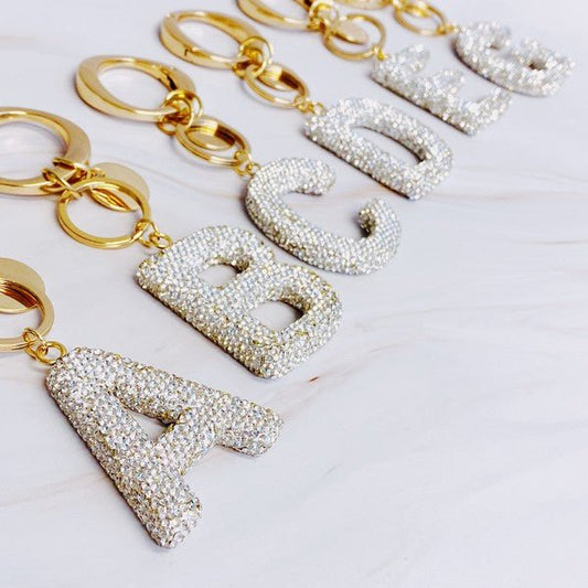 It Girl Glam Initial Key Chain - Crystal Clear - Robbi & Angel