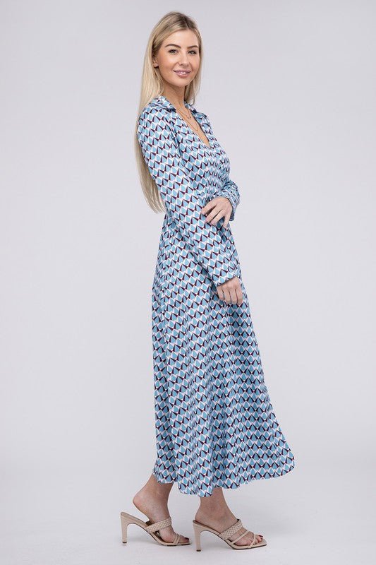 Geometric Print Wrap Dress - Robbi & Angel